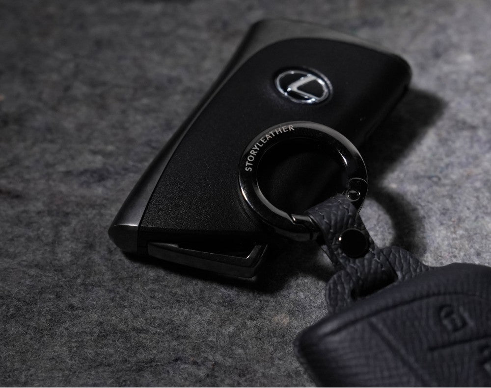 Black Leather Key Cover for Lexus Smart Key (Style R4)