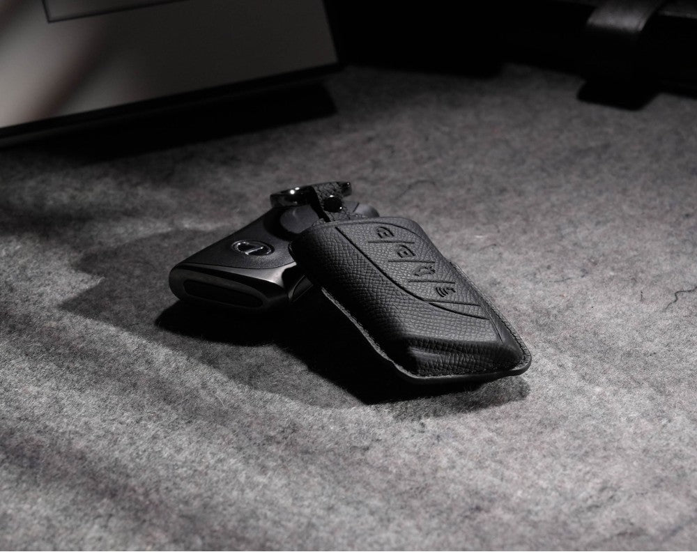 Black Leather Key Cover for Lexus Smart Key (Style R4)
