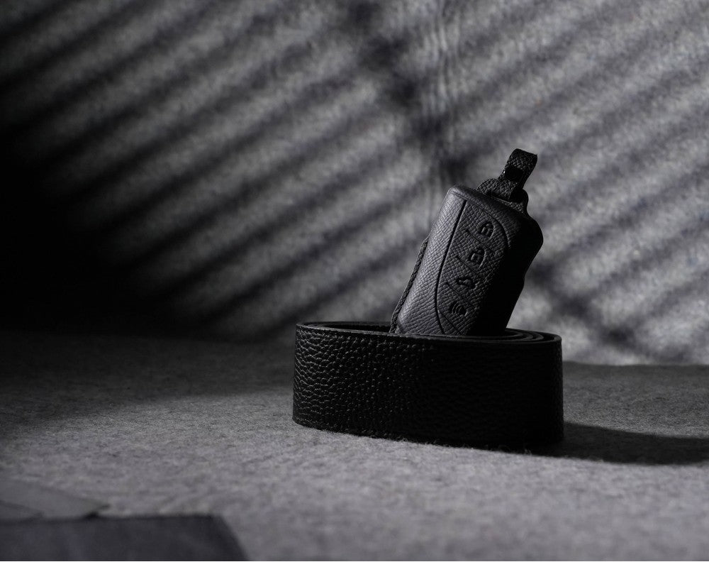 Black Leather Key Cover for Lexus Smart Key (Style R4)