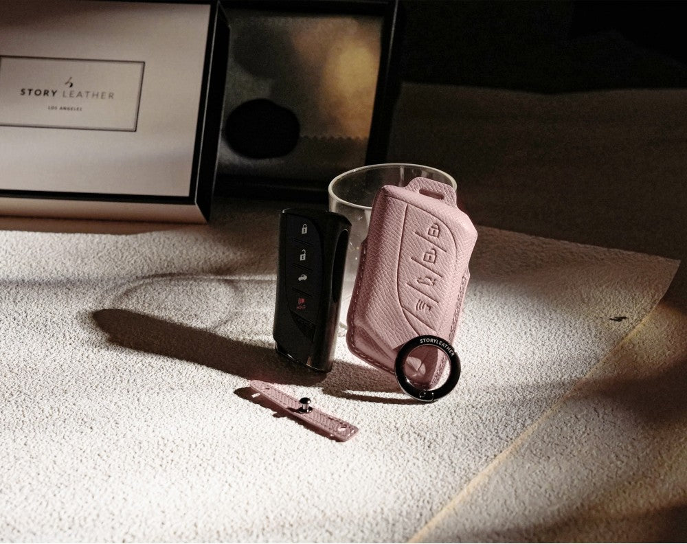 Pink Leather Key Cover for Lexus Smart Key (Style R4)