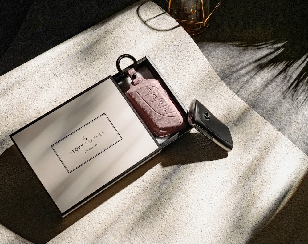 Pink Leather Key Cover for Lexus Smart Key (Style R4)