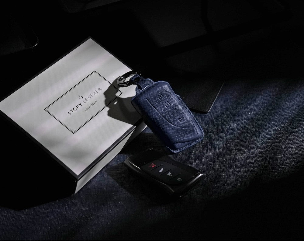 Blue Leather Key Cover for Lexus Smart Key (Style R4)