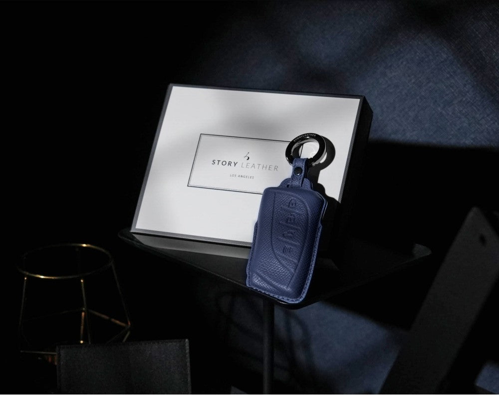 Blue Leather Key Cover for Lexus Smart Key (Style R4)