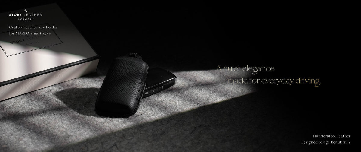 Black Leather Key Cover for Mazda Smart Key (Style S3)