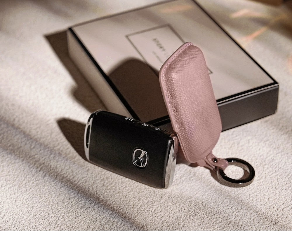 Pink Leather Key Cover for Mazda Smart Key (Style S3)