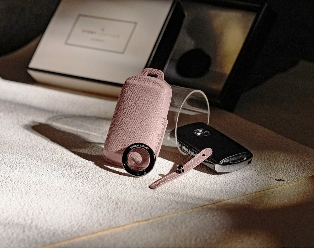 Pink Leather Key Cover for Mazda Smart Key (Style S3)