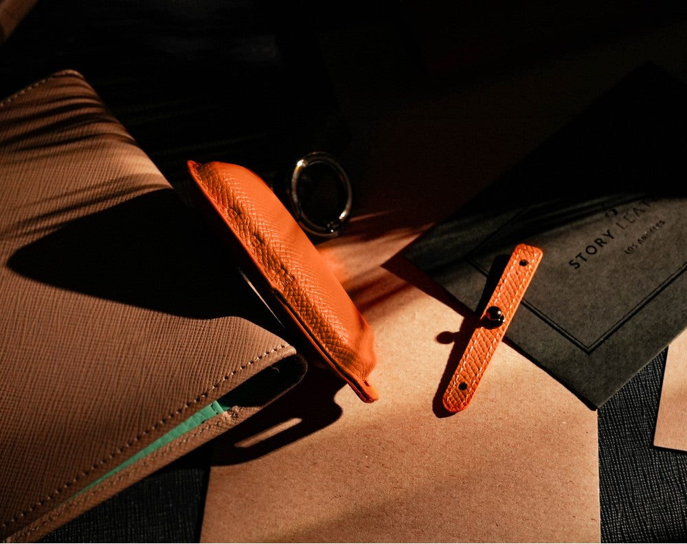 Orange Leather Key Cover for Mazda Smart Key (Style S3)