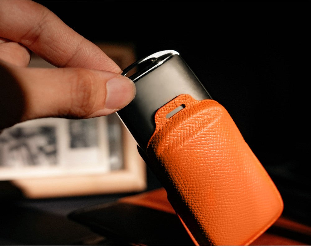 Orange Leather Key Cover for Mazda Smart Key (Style S3)