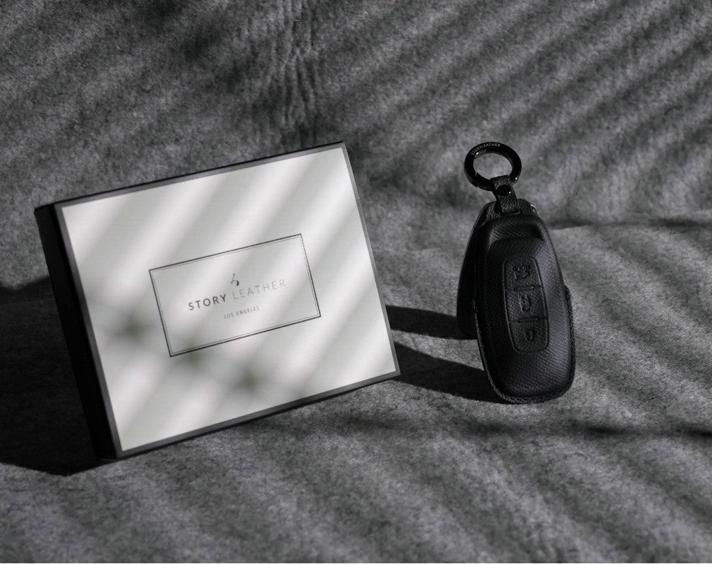 Black Leather Key Cover for Nissan Smart Key (Style R3)
