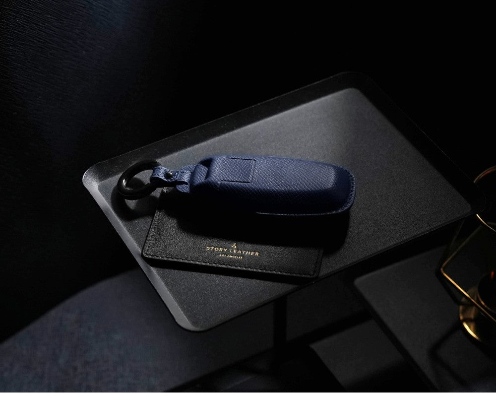 Blue Leather Key Cover for Nissan Smart Key (Style R3)