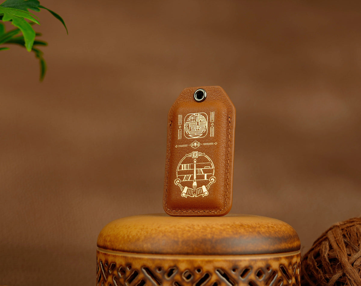 Ace the Exam Amulet back with scholar's brush and scrolls design
