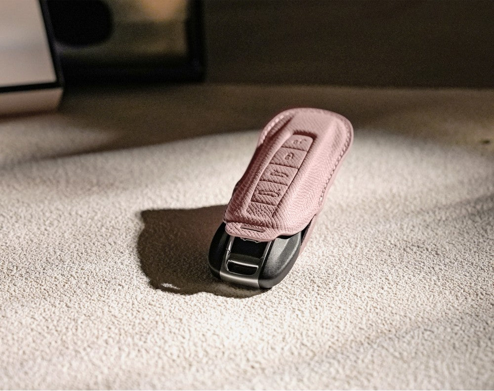 Pink Leather Key Cover for Porsche Smart Key (Style C4)