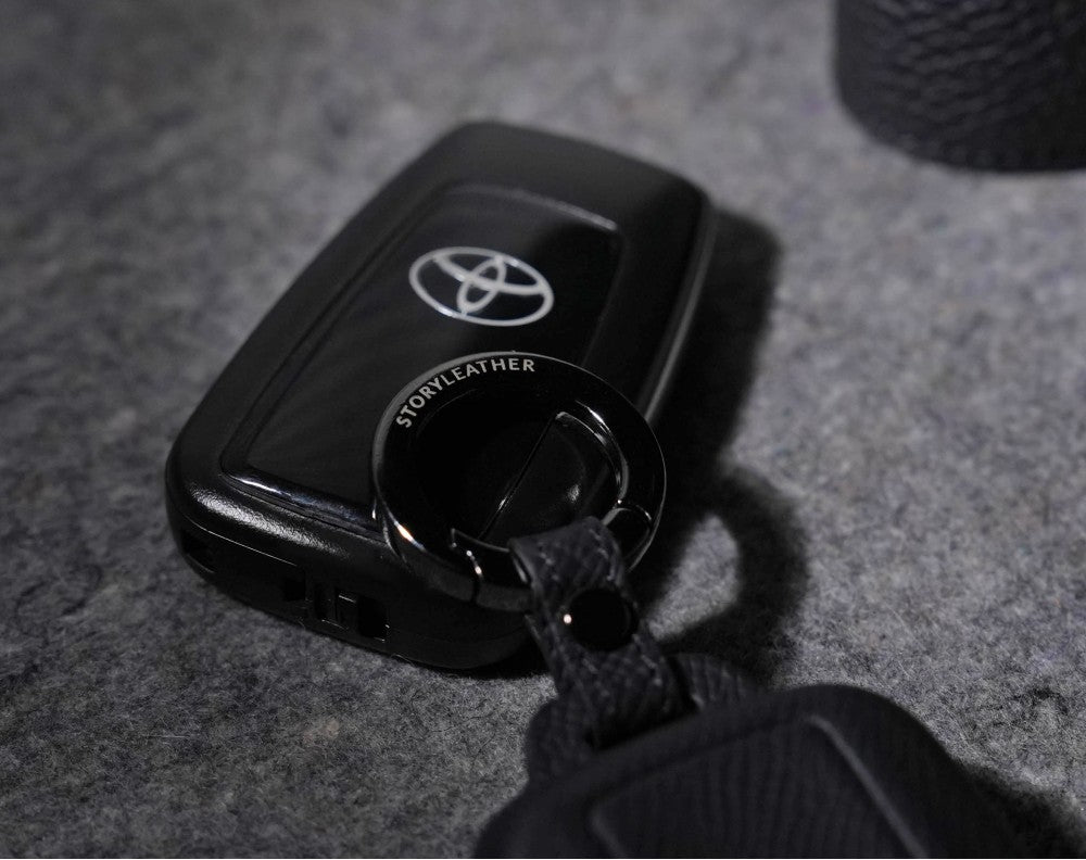 Black Leather Key Cover for Toyota Smart Key (Style O3)