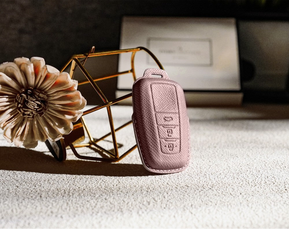 Pink Leather Key Cover for Toyota Smart Key (Style O3)