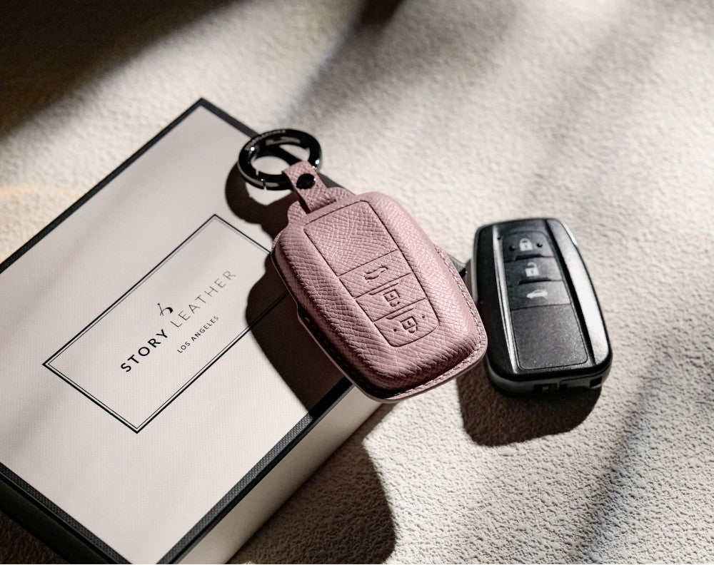 Pink Leather Key Cover for Toyota Smart Key (Style O3)