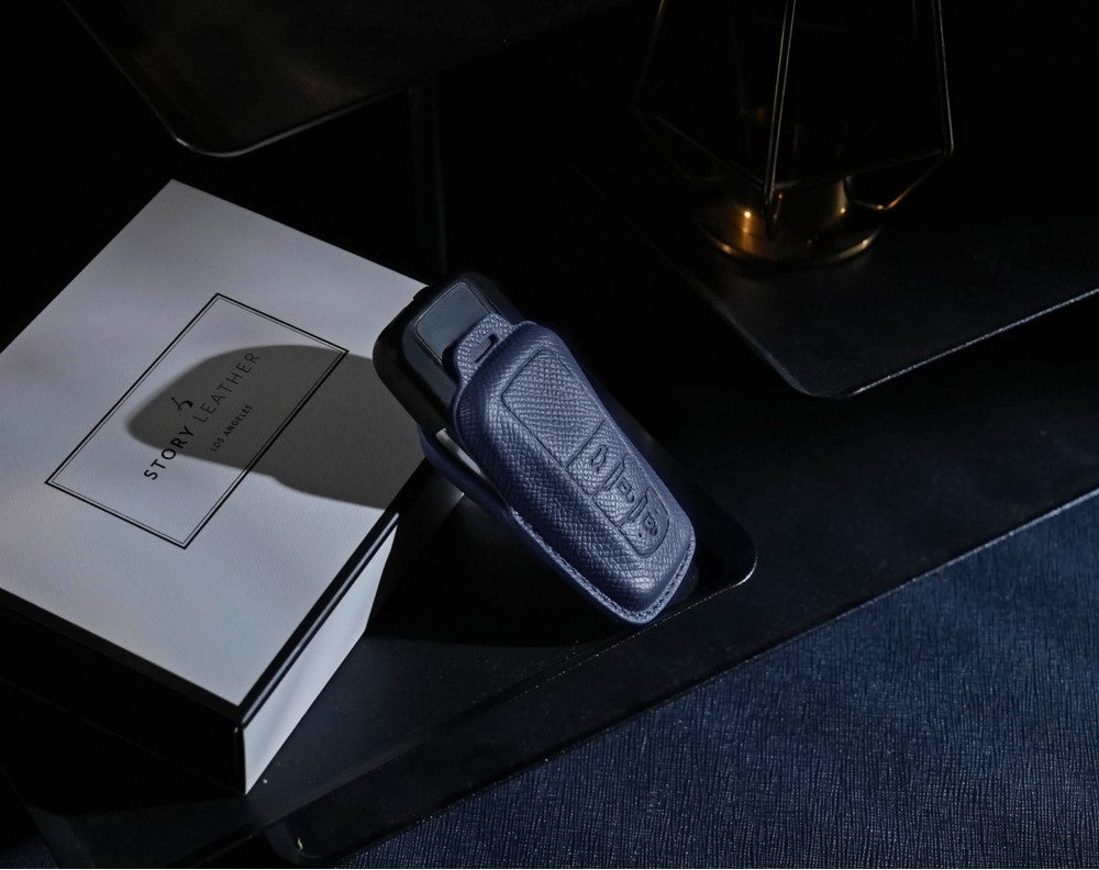 Blue Leather Key Cover for Toyota Smart Key (Style O3)