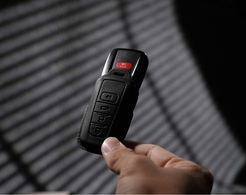 Black Leather Key Cover for Toyota Smart Key (Style O4)