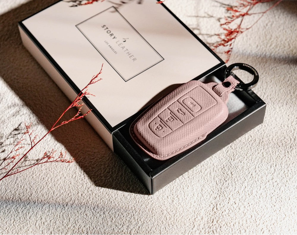 Pink Leather Key Cover for Toyota Smart Key (Style O4)
