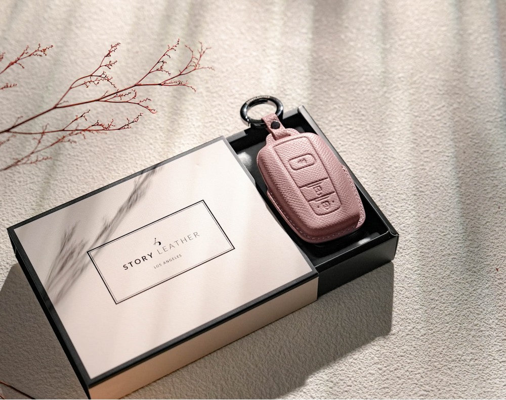 Pink Leather Key Cover for Toyota Smart Key (Style O5)