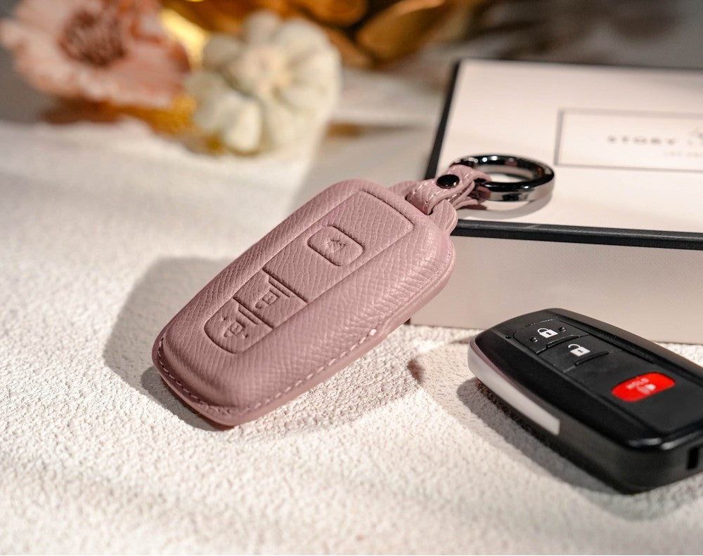 Pink Leather Key Cover for Toyota Smart Key (Style O5)