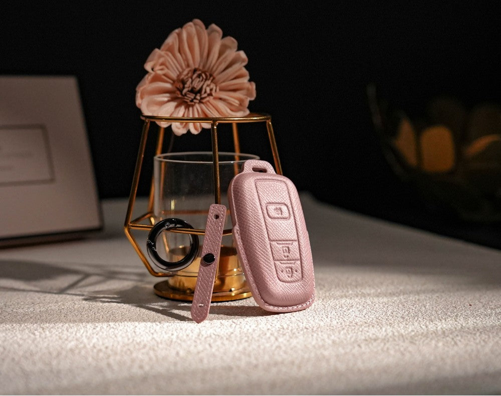 Pink Leather Key Cover for Toyota Smart Key (Style O5)