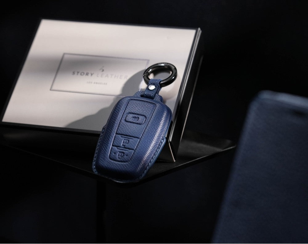Blue Leather Key Cover for Toyota Smart Key (Style O5)