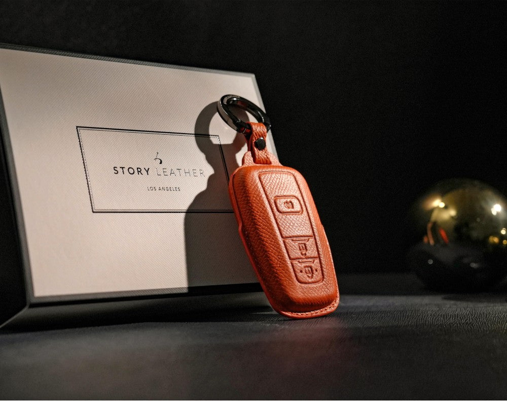 Orange Leather Key Cover for Toyota Smart Key (Style O5)