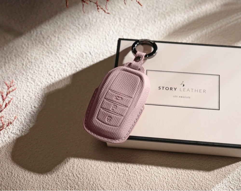 Pink Leather Key Cover for Toyota Smart Key (Style R3)