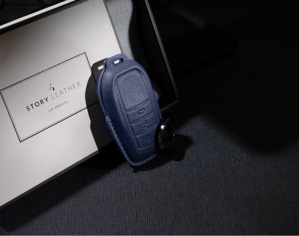 Blue Leather Key Cover for Toyota Smart Key (Style R3)