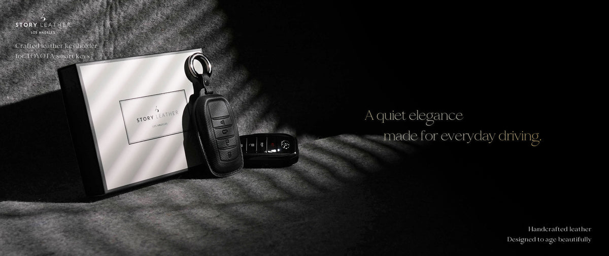 Black Leather Key Cover for Toyota Smart Key (Style R4)