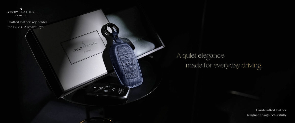 Blue Leather Key Cover for Toyota Smart Key (Style R5)