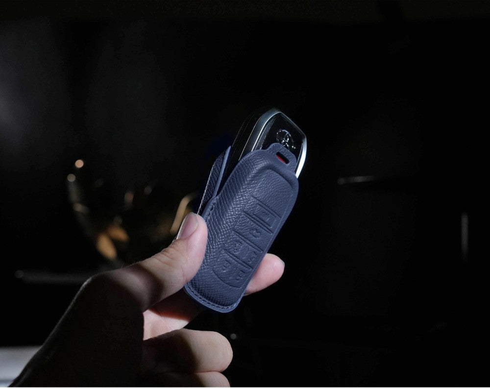 Blue Leather Key Cover for Toyota Smart Key (Style R6)
