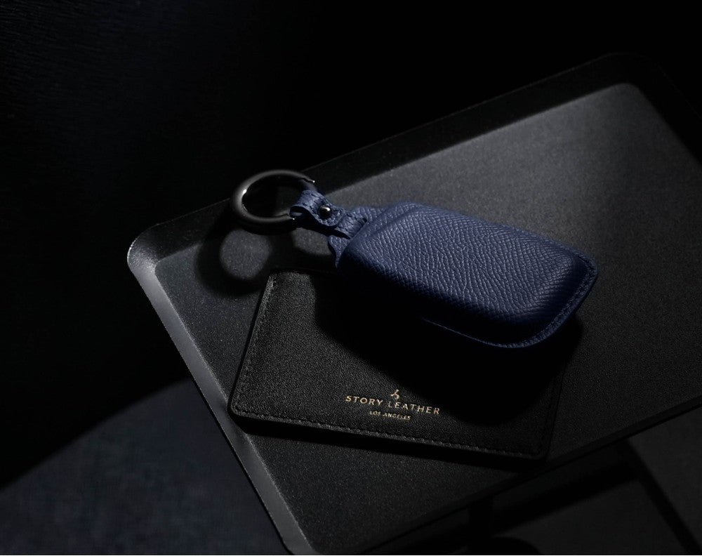 Blue Leather Key Cover for Volkswagen & Skoda Smart Key (Style R3)