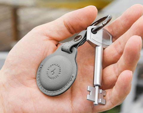 AirTag Leather Keychain - Grey