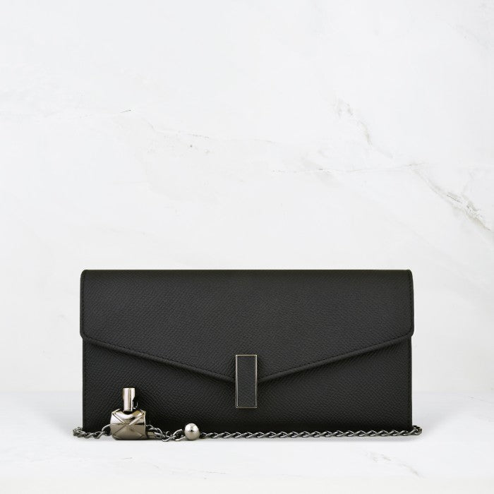 Carina XL v2 Crossbody Clutch - Italian Cross-Hatch in Black