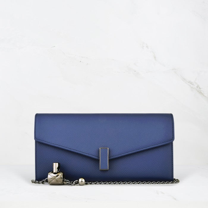 Carina XL v2 Crossbody Clutch - Italian Cross-Hatch in Blue