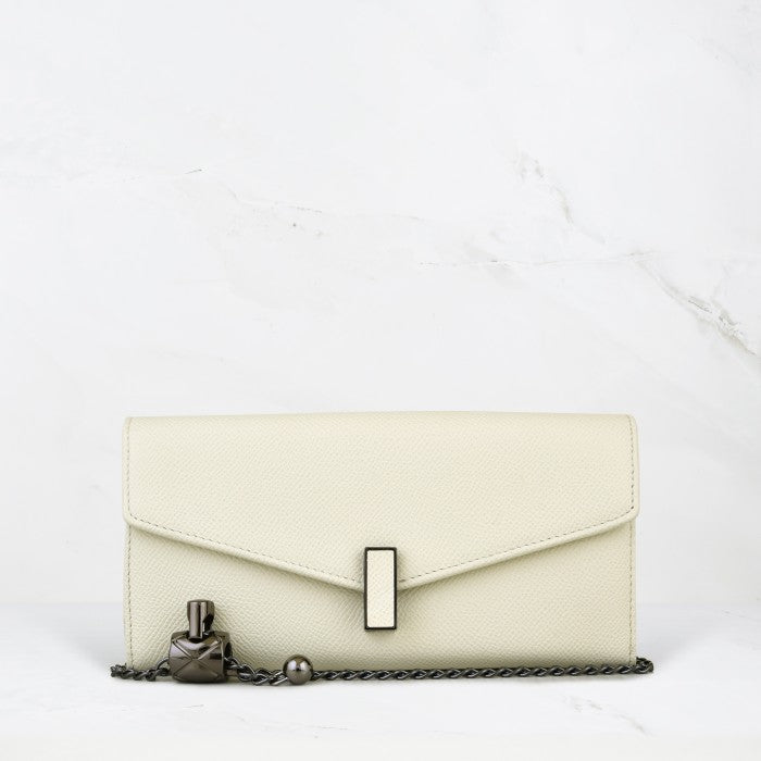 Carina XL v2 Crossbody Clutch - Italian Cross-Hatch in Creme White