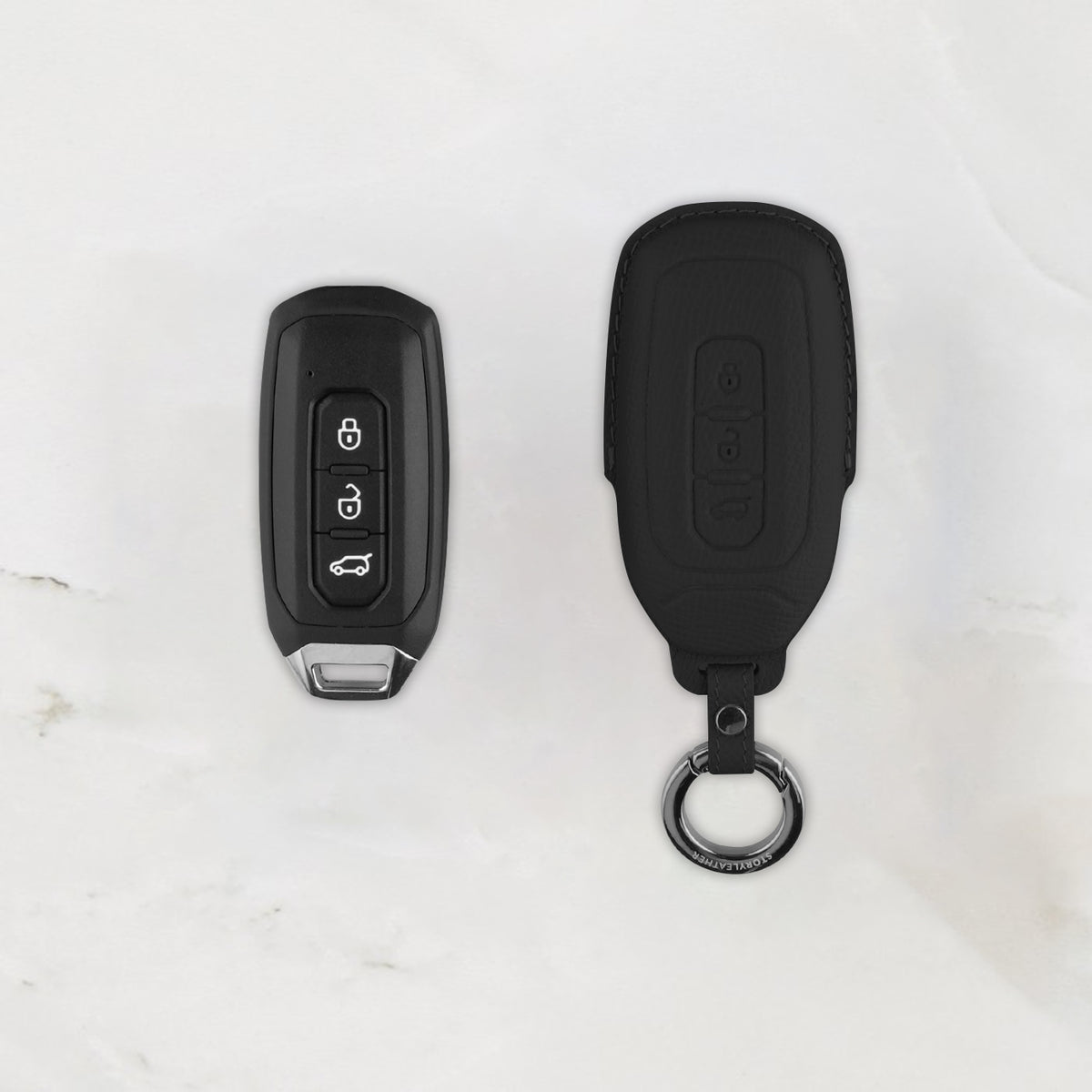 Black leather key cover for Ford smart key