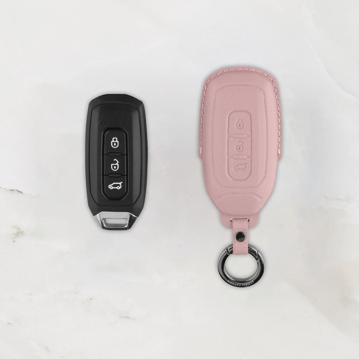 Pink leather key cover for Ford smart key