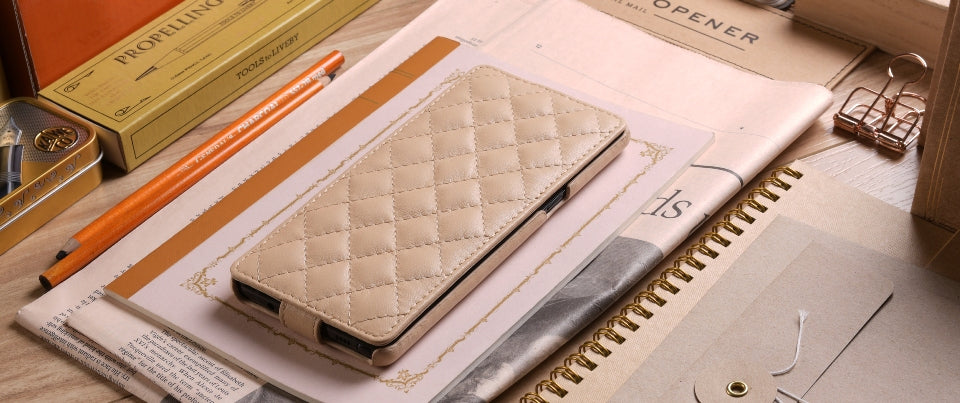 Down Flip Quilted Leather Case