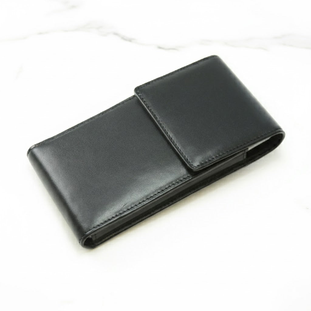 Black leather wallet on a white background