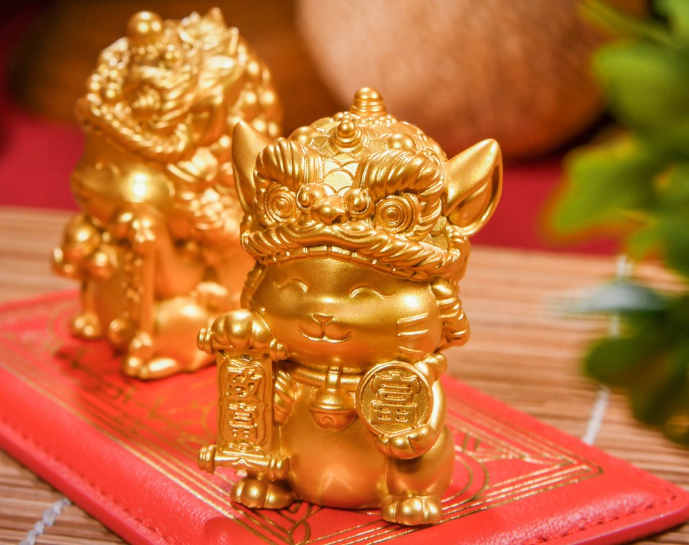 Golden Fortune Duo: Fubaba & Falala – Solid Brass Feng Shui Cats
