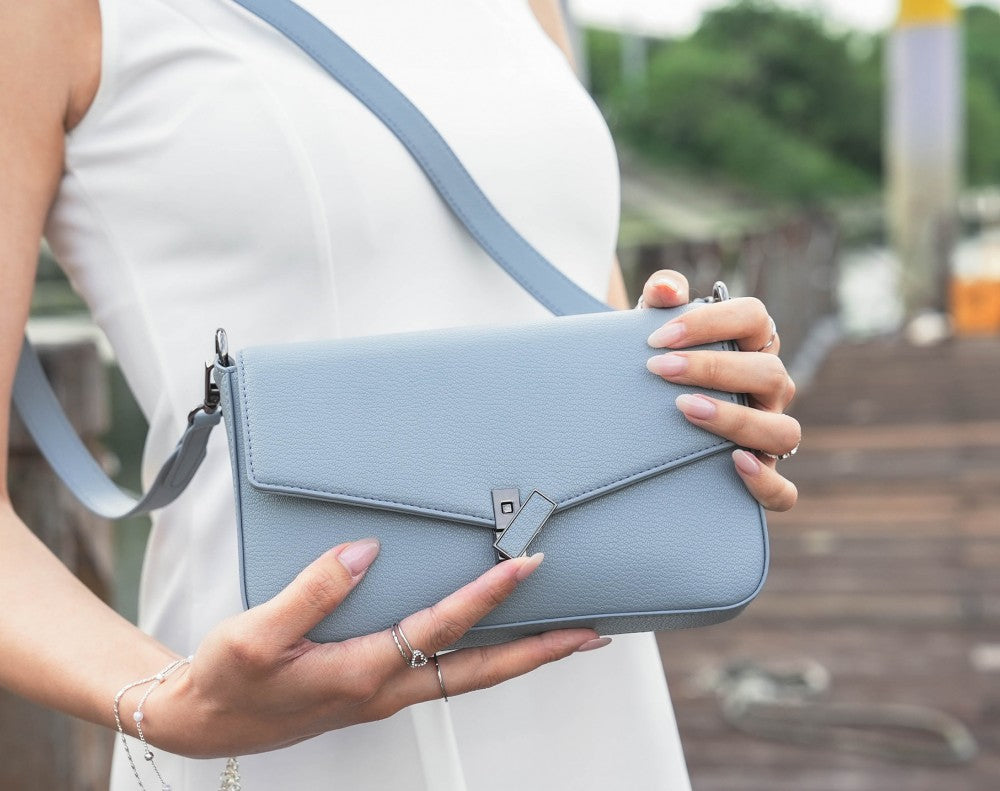 Nomi Bag - Japanese Vegan Leather in Coral Blue