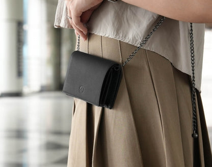 Carina Wallet v2 - Black Convertible Leather Wallet Bag