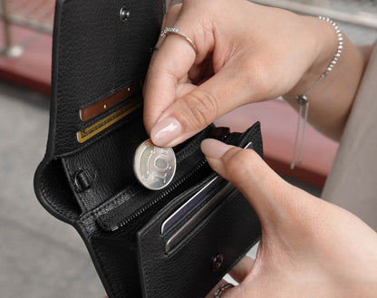 Carina Wallet v2 - Black Convertible Leather Wallet Bag