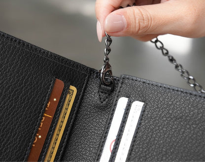 Carina Wallet v2 - Black Convertible Leather Wallet Bag