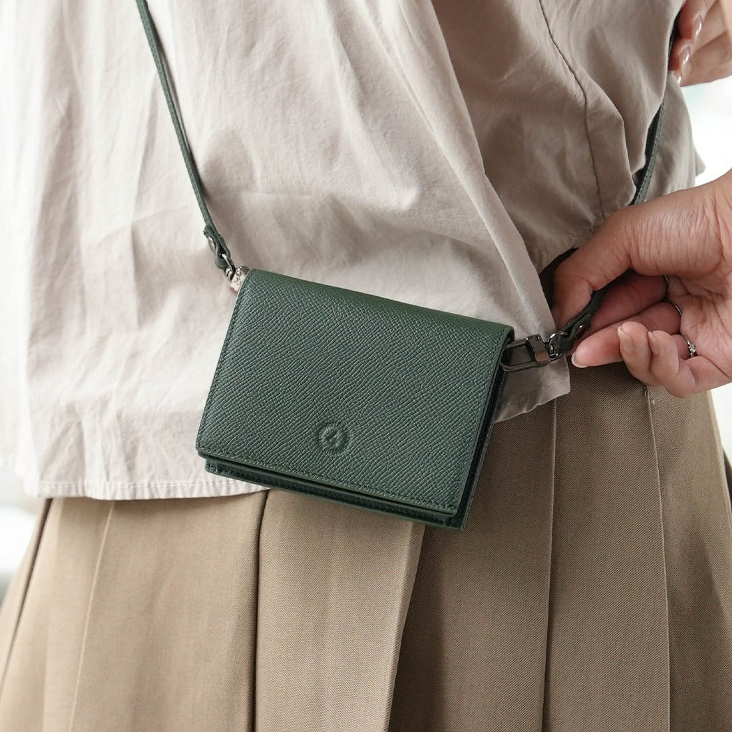 Carina Wallet v2 - Olive Green Convertible Leather Wallet Bag