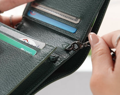 Carina Wallet v2 - Olive Green Convertible Leather Wallet Bag