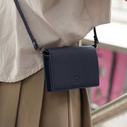 Carina Wallet v2 - Navy Blue Convertible Leather Wallet Bag