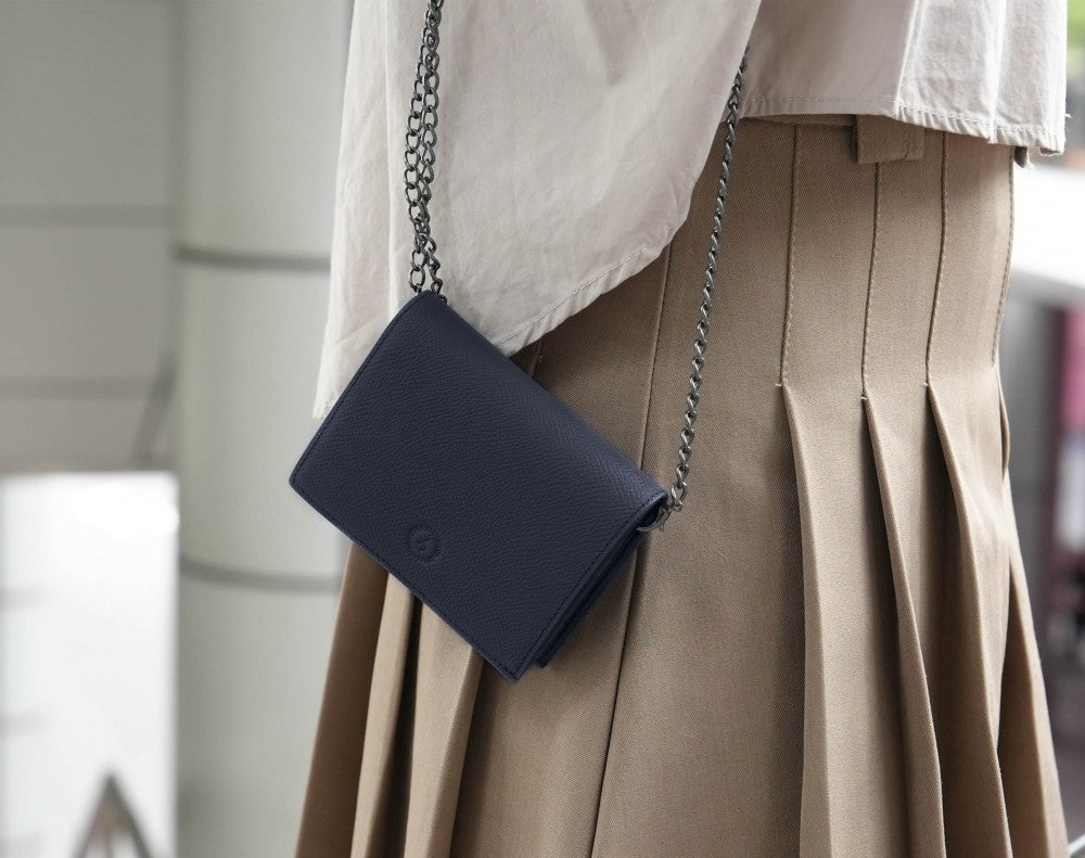 Carina Wallet v2 - Navy Blue Convertible Leather Wallet Bag